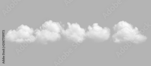 Tableau sur toile Abstract realistic white clouds on gray background, horizontal fluffy cumulus cl