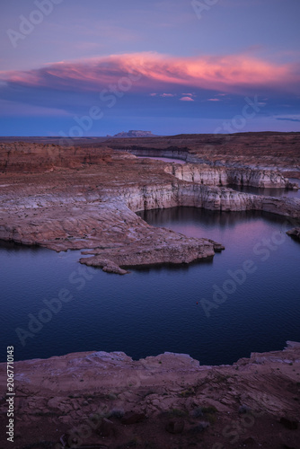 Lake Powell on Colorado river in Arizona, US at sunset