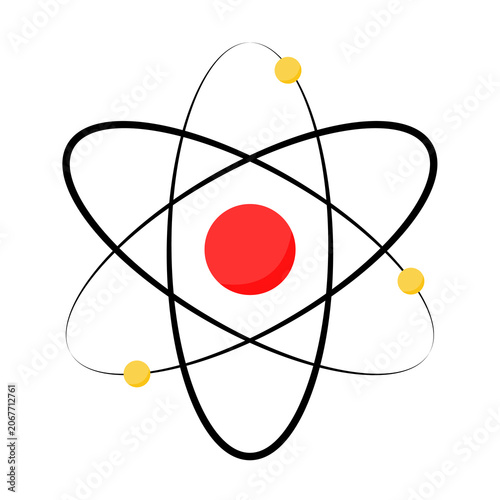 Vector illustration of atomic structure with nucleus and electron.