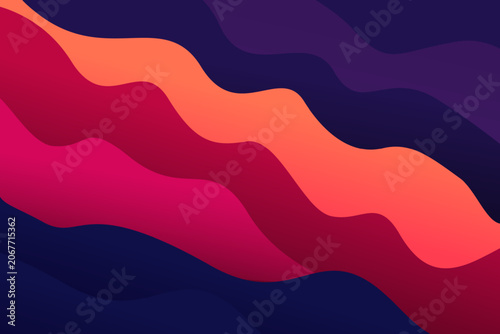 Abstract background design with vibrant flowing wavy liquid color layers