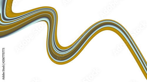 Abstract flowing ribbon with metallic sheen during smooth curve on isolated transparent background
