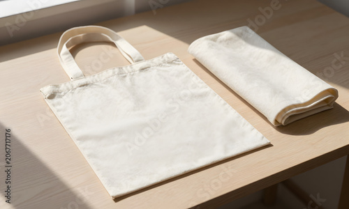 A Canvas Bag on a Tabletop