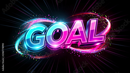 Vibrant Colorful Goal Text with Dynamic Effects.