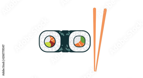 sushi rolls with chopsticks japanese food