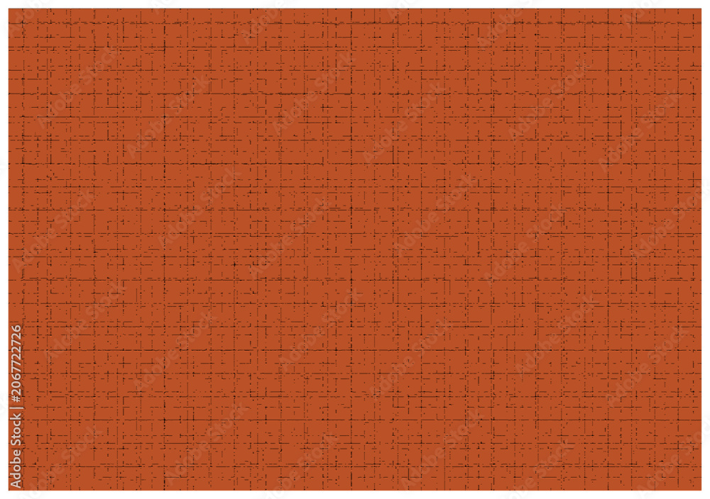 Fototapeta premium Abstract terracotta orange background with thin dark grid pattern, terracotta