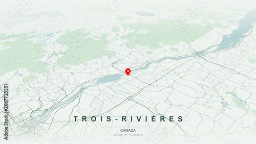 Vászonkép Modern minimalist vector map of Trois-Rivières, Quebec, Canada