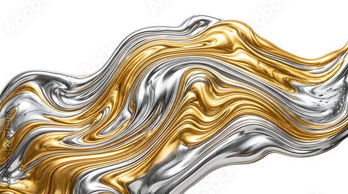 Golden and silver liquid metal wave background