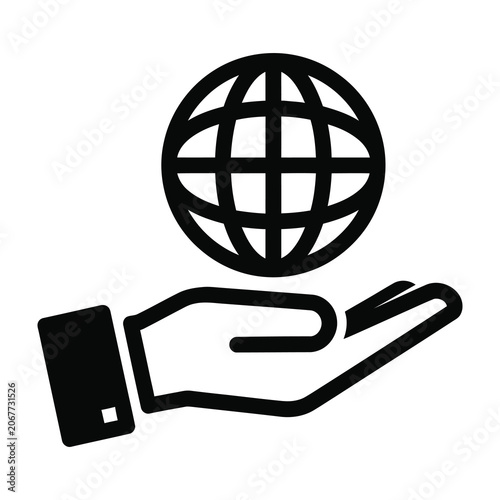 Fotografie Hand holding globe symbolizing protection and care for the earth