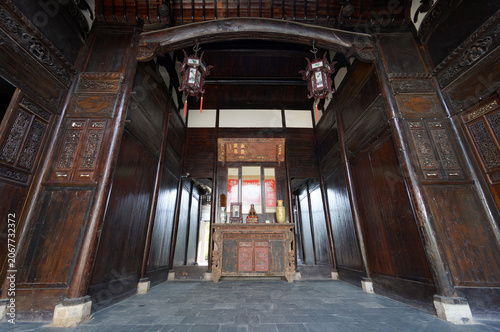 Slika na platnu Ancient Chinese Temple Hall Interior with Traditional Architecture