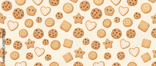 Abstract Soft cookie pattern. Simple cute cookie flat seamless pattern.
