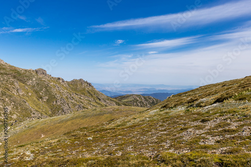 Breathtaking views from the Main Range Walk at Mt Kosciuszko showcasing stunning mountain landscapes on a clear day, Australia