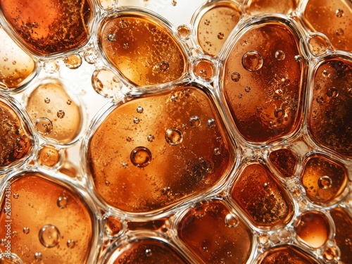 Amber Cellular Texture with Liquid Droplets
