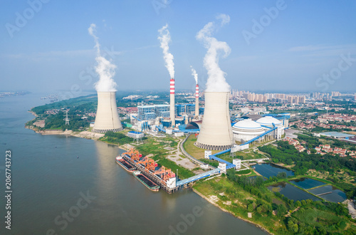 Thermal Power Plant Aerial View, Hubei China Industrial Complex