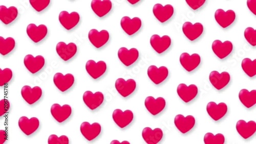 Animated pink hearts on white background