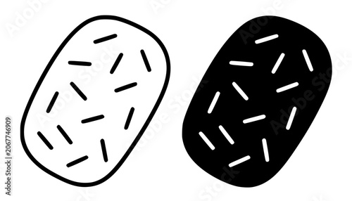 Hash brown minimalist icon, in outline and silhouette design for food theme