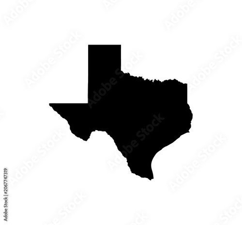 Silhouette map of Texas state in USA