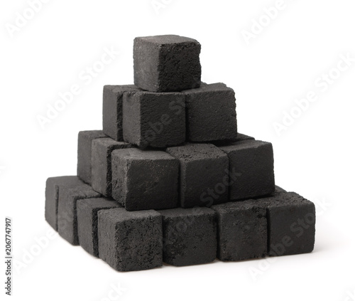Pyramid of natural charcoal cubes