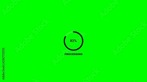 Circular Progress Loading Animation With Percentage Indicator On A Bright Green Screen Background