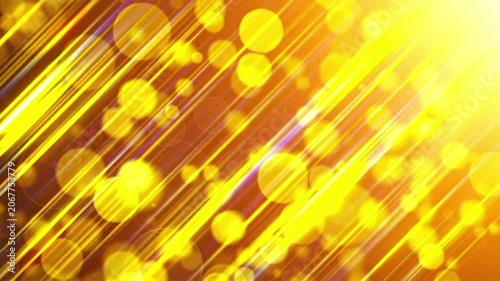 Golden light streaks and bokeh effect abstract background