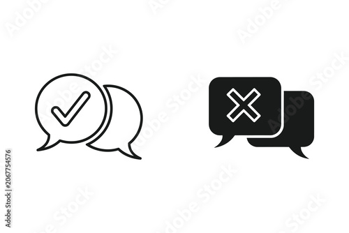 Quadro em tela Opposing speech bubbles approval disapproval vector flat illustration