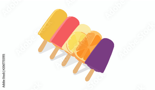 Quadro su tela Colorful summer fruit ice pops collection with multiple flavors passion fruit st