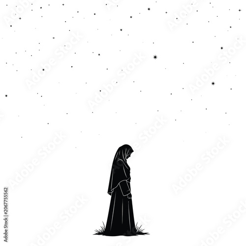 Φωτογραφία Silhouette of a Mourning Woman.