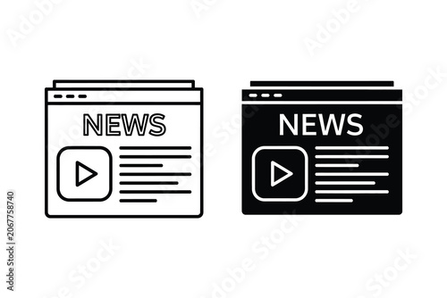 News website vector illustration with play button