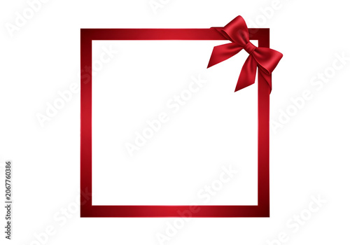 Red gift frame with bow on transparent background for festive occasions
