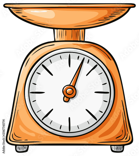 Retro Kitchen Scale Weighing Device Illustration Orange Analog Meter