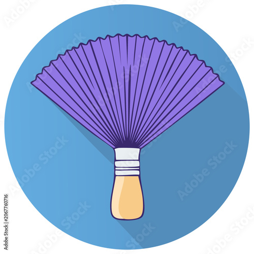 Icon of a traditional hand fan in a circle, flat design