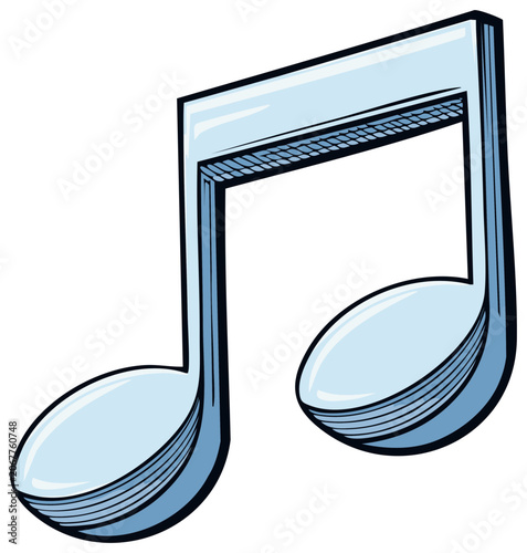 Illustration of a musical note or symbol isolated on white background.