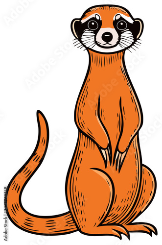 Cartoon meerkat standing upright in alert sentry pose illustration
