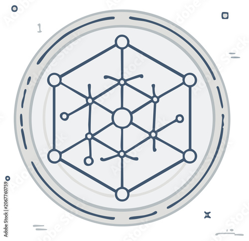 Abstract cube network icon hand drawn vector design for scientific or mathematical applications