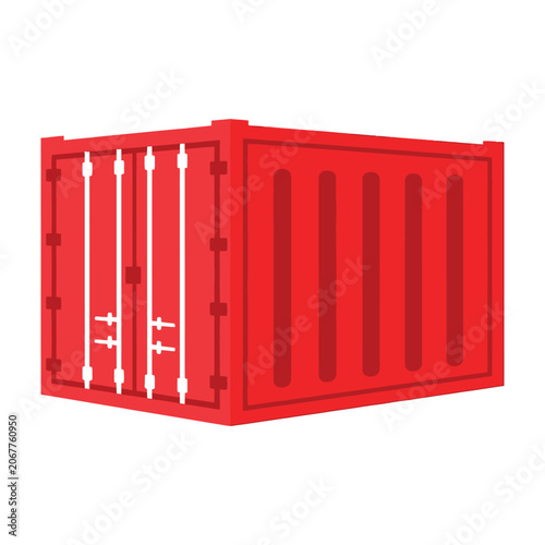 Bild auf Leinwand Red metal shipping container storage box
