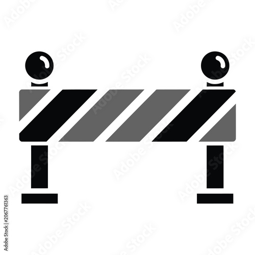 Photos Black and gray road barrier with reflective balls on top isolated on white
