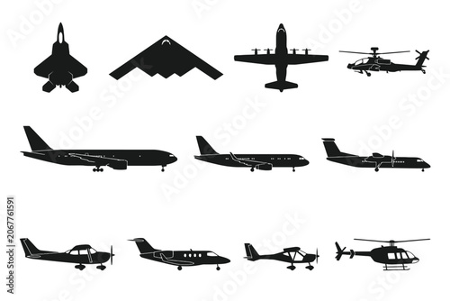 Military and Civilian Aircraft Silhouette Collection