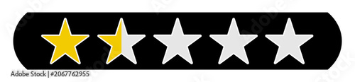 Schwarzer Button: Bewertung 1,5 Sterne - Stern Icons