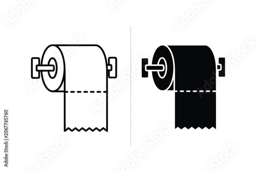 Toilet paper roll vector illustration, flat and silhouette styles