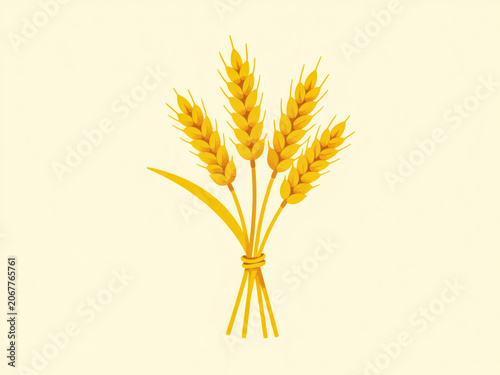 Stylized Illustration Of Ears Of Wheat On A Soft Neutral Background