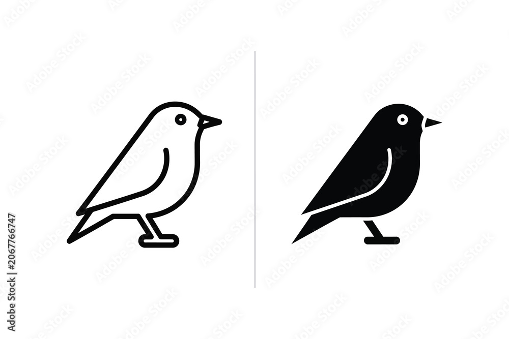 Obraz premium Bird line art and silhouette vector illustration