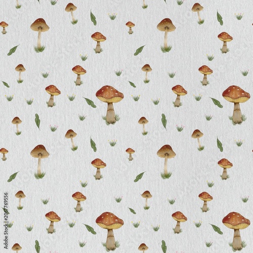 seamless pattern with mushrooms