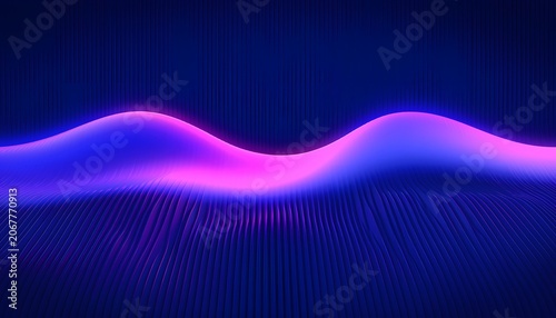 Glowing wave undulating in digital background