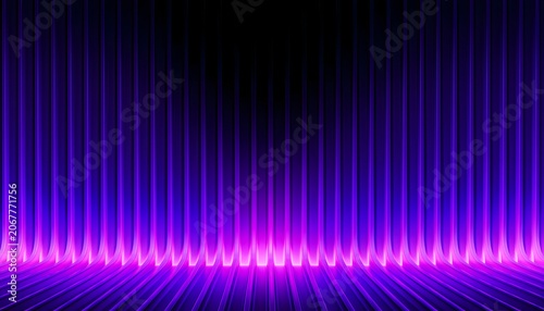 Vertical purple and blue lines radiating light in abstract setting