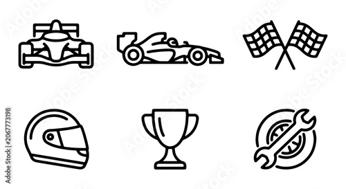 Formula 1 Racing Icons: Speed, Victory, and Motorsport Graphics Set