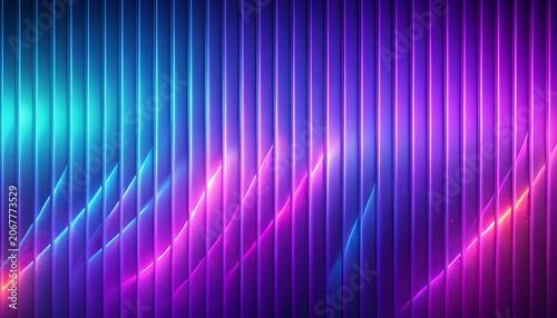 Vertical stripes illuminated by colorful light beams in abstract background