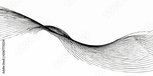 Abstract hand drawn ink illustration of waves sea and nature with fish bird and feather pencil sketch style vector drawing in black ink art pattern design