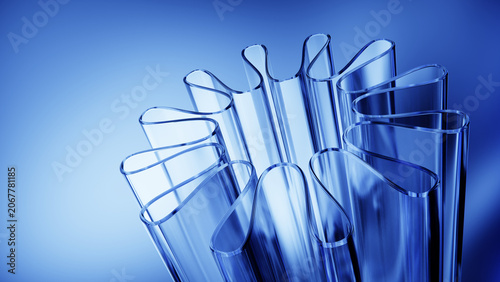Cuadro en lienzo Transparent glass panels rising in blue abstract composition.