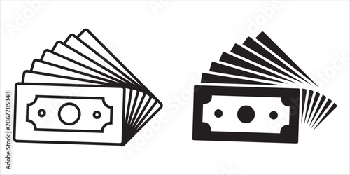 Obraz na plátně Vector fan of money bills icon set