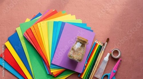 Colorful Craft Supplies and Art Materials for Creative Projects.