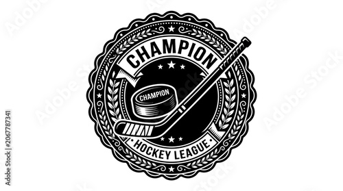 Hockey Champion Team Logo Emblem Badge.